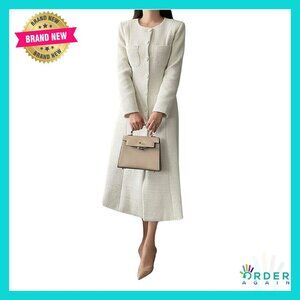 Long Sleeve Tweed Blazer Dress Elegant Vintage Business Office Work Wear